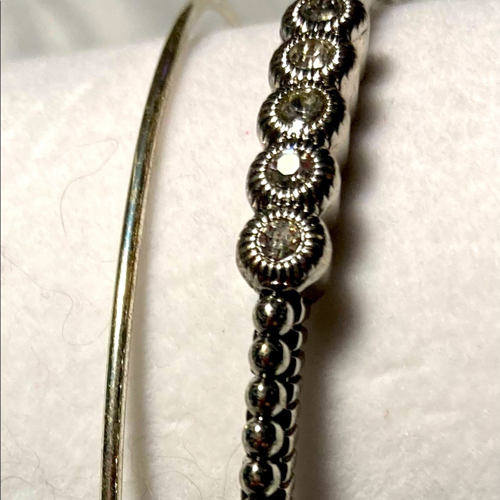 Two Bangle Bracelets Both Silver. One Plain One W… - image 1